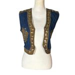 Don't Mess With Texas Vest Size Medium Western Country Short Blue Studded Cross Photo 7