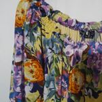 Unique spectrum US 2X Spring Flowers on Yellow Peasant Top Plus Photo 2