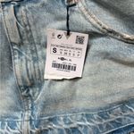 ZARA  Skirt Effect Crop Denim Spaghetti Straps Jean Tank Top Small NWT Photo 2