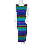 Kathie Lee Dress Women 10 Blue Green Stripe Sheath Midi Dress Vacation‎ Colorful Photo 0