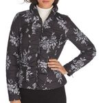 White House | Black Market  Women’s‎ Black White Floral Quilted Puffer Jacket XL Photo 0
