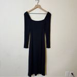 Wilfred Aritzia  Black Palm Dress Ling Sleeve Knit Midi Slit Twist Front Size M Photo 5