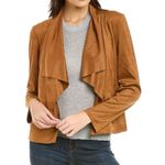 Bagatelle Sienna Brown Drape Front Faux Suede Jacket size Small Long Sleeve Soft Photo 0