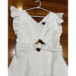 PATBO romantic ruffle sleeve Belted Eyelet Midi Dress In White sz 4 Photo 13