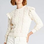 frame denim Frame Sofia cream ruffle cable-knit sweater size small Photo 1