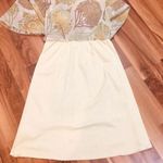New Vintage Pineapple Yellow Floral Flare Layered Skirt Summer Pastel Midi Photo 7