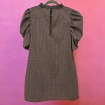 ZARA  Brown Plaid & Polka Dot Puff-Sleeve Babydoll 60s Style Shift Dress - Medium Photo 10