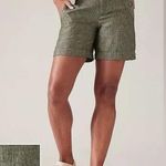 Athleta Voyager Linen Shorts - Aspen Olive - Size 6 Photo 0
