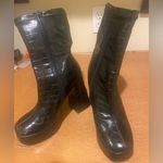 Ladies trendy platform boots size 8 excellent condition black faux crocodile Photo 1