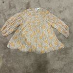 Zimmermann  Orange and Pink Floral Yoke Sheer Blouse AU 1 Boho Cottagecore Photo 2