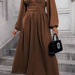 SheIn 1x long chocolate, brown, long sleeve, maxi dress with slit on both sides Photo 2