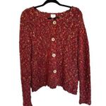 Alps Cardigan Sweater Womens Size Large Mohair Alpaca Blend Button Chunky Marled Red Photo 0