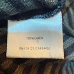 Eileen Fisher 100% Linen Midi Dress XL Black Gray Stripe Sleeveless Hi Low Hem Photo 9