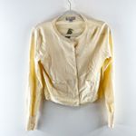 J.Crew Long Sleeve Crewneck Cardigan in Premium Ultrafine Cotton Butter Yellow Photo 2