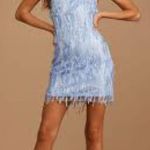 Lulus Making Magic Strappy Mini Dress XL Shimmery Fringe Ice Blue Criss Cross Photo 1