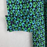 Donna Morgan ‎ Shirt Dress Womens 10 Green Blue Retro Print Button Down Front Tie Photo 4