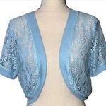 Abollria large blue women’s cover up crochet knit short sleeve NWT Photo 0