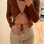 White Fox Open Front Long Sleeve Brown Photo 0