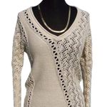 Cache Peek A Boo Metallic Kissed Knit Double V Tie Back Silk Blend Top NWT $118 Photo 4