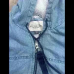 Denim Jean Hoodie Zip Cropped Jacket Sherpa Lined Blue Women's S Ashley Vintage Photo 1