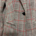 Calvin Klein Houndstooth Neutral Plaid Blazer - Gray-ish Tan Red Black Chic sz M Photo 2