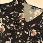 Kaari Blue Floral Midi Dress Women's Medium Black Pink Cut Out Sleeves V Neck Photo 2