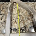 JOY Mangano Smart Chic pebbled Leather Double Decker Tote Taupe Purse Handbag Photo 9