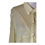 Chico's  Shirt Women 2X Yellow Embroidered Mix Maya Asymmetric Button‎ Down Flowy Photo 7