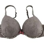 Victoria's Secret  Body By Victoria Push Up Bra Floral Lace Leopard Brown 34D Photo 0