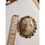 Vintage Gold Tone Brooch With Victorian Style Porcelain Cameo Depicting Classica Photo 2