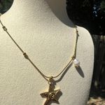18k gold plated stainless steel starfish pearl pendant necklace for beach and vacation water resistant Photo 2