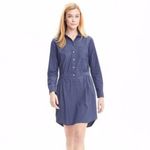 Banana Republic Blue Indigo Cotton Button Front Shirtdress Shirt Dress Size 4 Photo 3