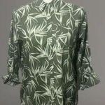Lands' End Green Palm Island Beach Button Up Blouse Sz Small Photo 0