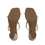 Ainrock White Beaded Pearl Women’s Square Toe Slip On Chunky Block Heel Sandals Photo 4