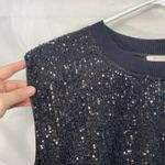 Skies Are Blue women's black sequin striped crewneck sleeveless blouse top M Photo 1