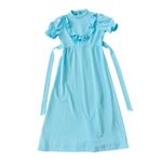 Vintage 1960s 1970s Turquoise Princess Maxi Dress Empire Waist Ruffle Blue Size M Photo 5