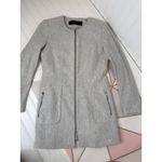 ZARA  Zipper Front Long Blazer Gray Office Girlboss Workwear Career Womens Sz M Photo 3