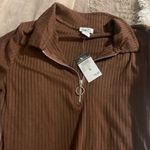Rue 21 ⭐️ Brown Ribbed Bodysuit w/ Zipper Y2K NWT Photo 1