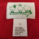 {1X} Vintage Americana Flag Rooster Chicken Cow Farm Heart 4th of July Cardigan Red Photo 5