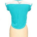 Jessica Simpson Turquoise & White Lace Crop Top Photo 1