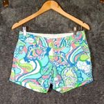 Lilly Pulitzer  Blue and Green High Waist Shorts Callahan Vacation Womens Size 0 Photo 0