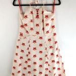 Tulle Dress A Line Halter Pockets Floral Geometric Retro Mod Ivory Red XS Photo 0
