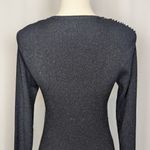 Cache Y2K Scoop Neck Rib Knit Beaded Metallic Sweater Black Photo 9