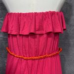 She’s Cool Women’s Pink Strapless High Low Maxi Dress Size 1X Ruffle Hem Belted Photo 5