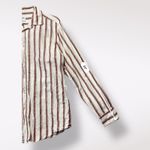 ZARA  Relaxed Fit Striped Long Sleeve Shirt Womens Size M Brown‎ White Photo 5
