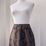 Metaphor Dark Brown Baroque Print Velvet Hem A-Line Midi Skirt Photo 4