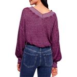 We The Free Free People Womens South Side Thermal Sweater, Purple, Small Photo 1