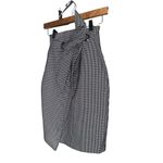 H&M Black White Houndstooth Asymmetric Tie Front Knit Pencil Skirt Size … Photo 1