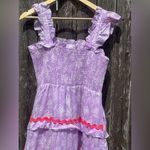 J.Marie The Vivian Tiered Ric Rac Midi Dress Purple Size L Photo 6
