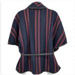 BB Dakota  Women's Striped Poncho in Navy and Red | Multicolor Striped Shawl Photo 2